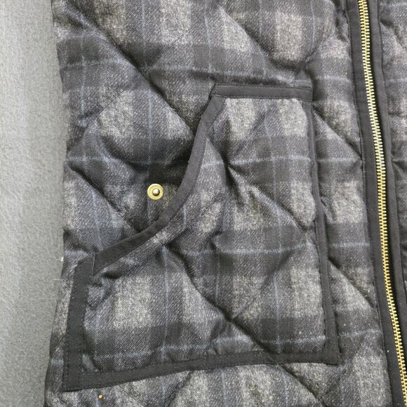 J. Crew Women S Gray Plaid Quilted Down-Filled Full-Zip Puffer Vest - Picture 5 of 10